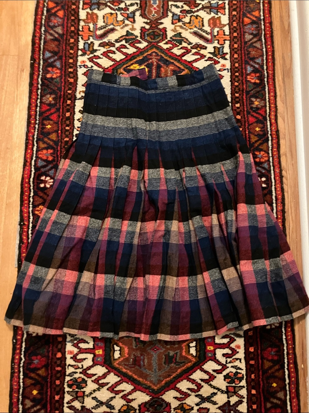 Pendleton Navy, Pink & Gray Pleated Plaid Skirt